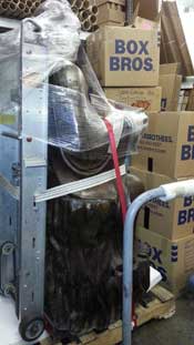 400 lb. Bronze Buddha getting packed for shipment to China