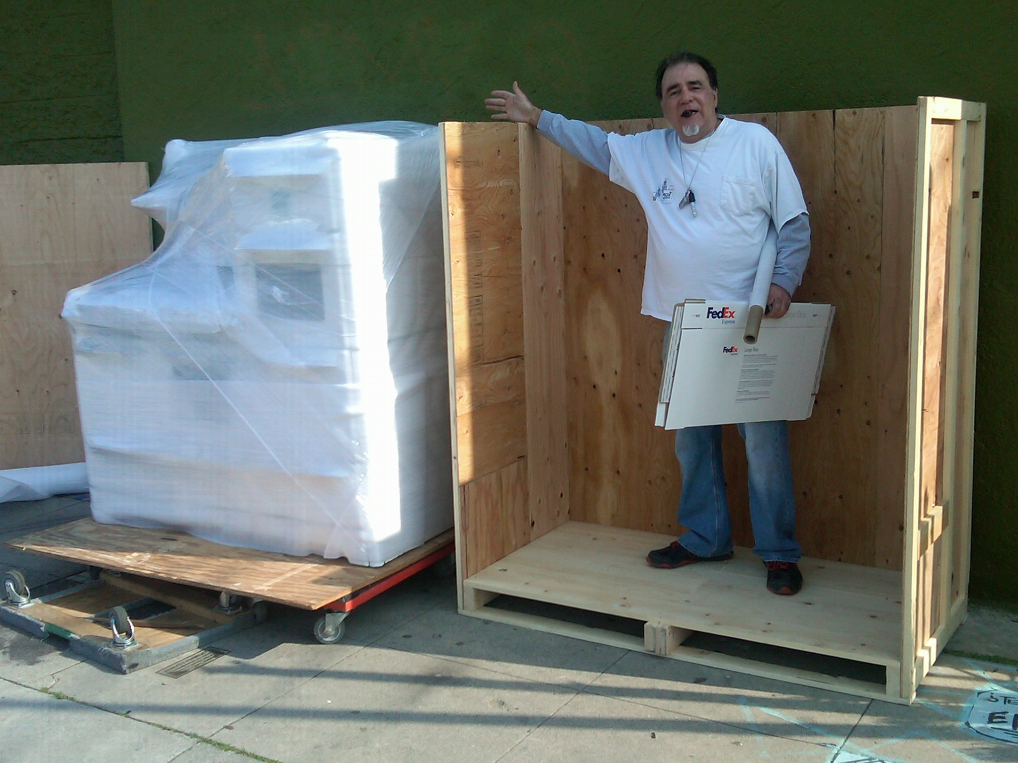 David with stove. ready for packing.